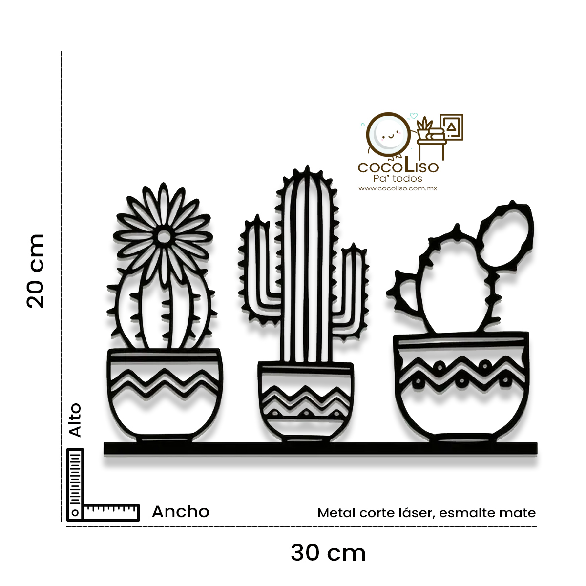 Repisa de 3 cactus en bandeja