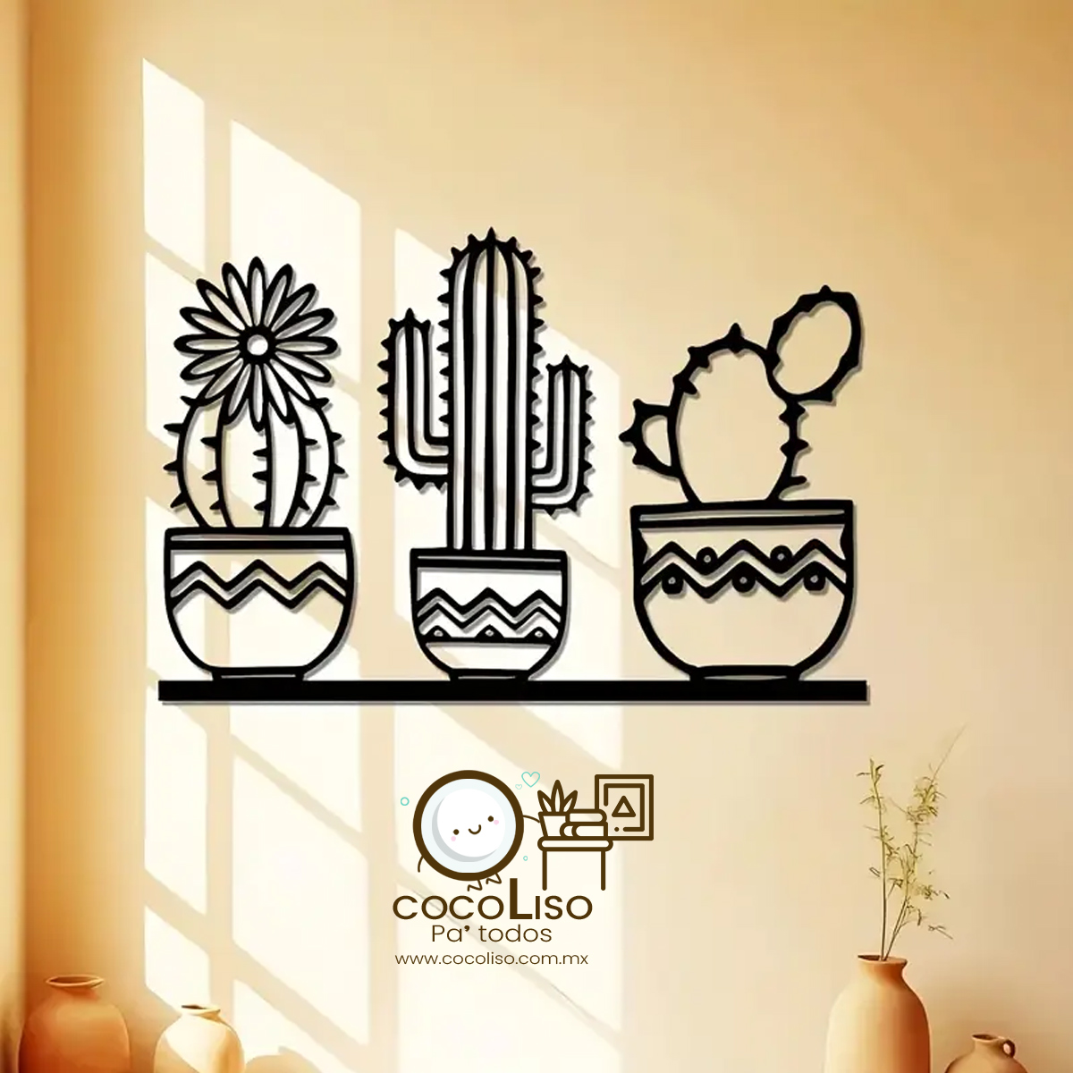 Repisa de 3 cactus en bandeja - Image 2