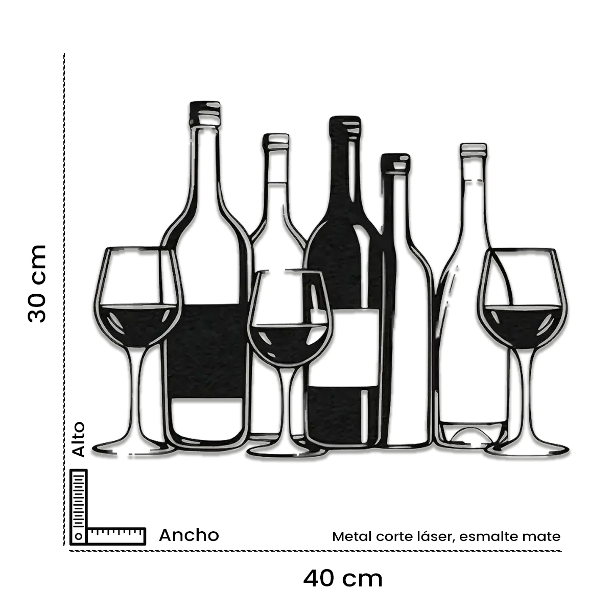 5 botellas de vino y 3 copas