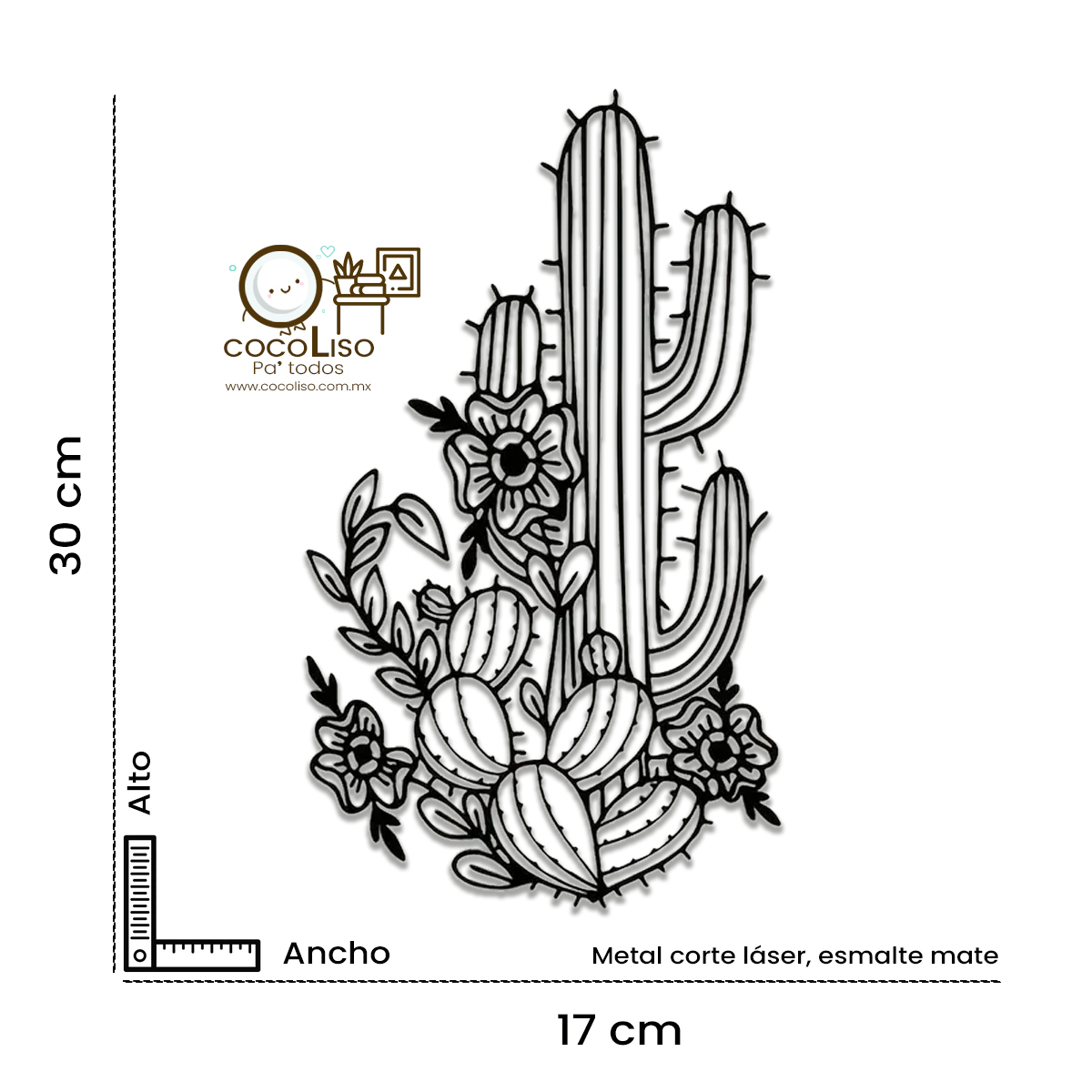 Cactus con nopalera y flores