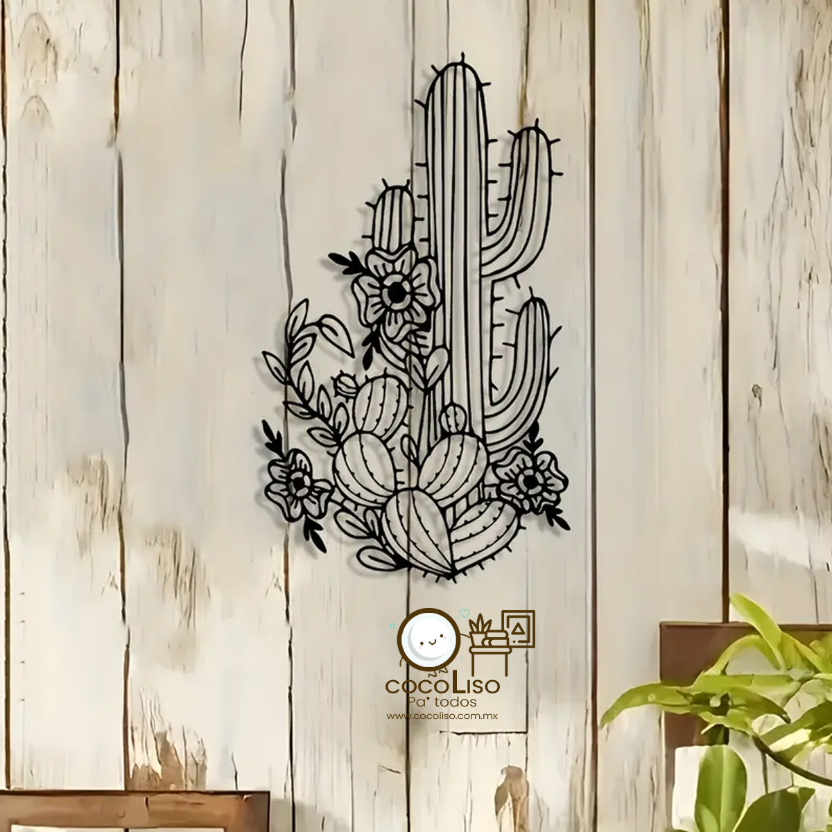 Cactus con nopalera y flores - Image 3