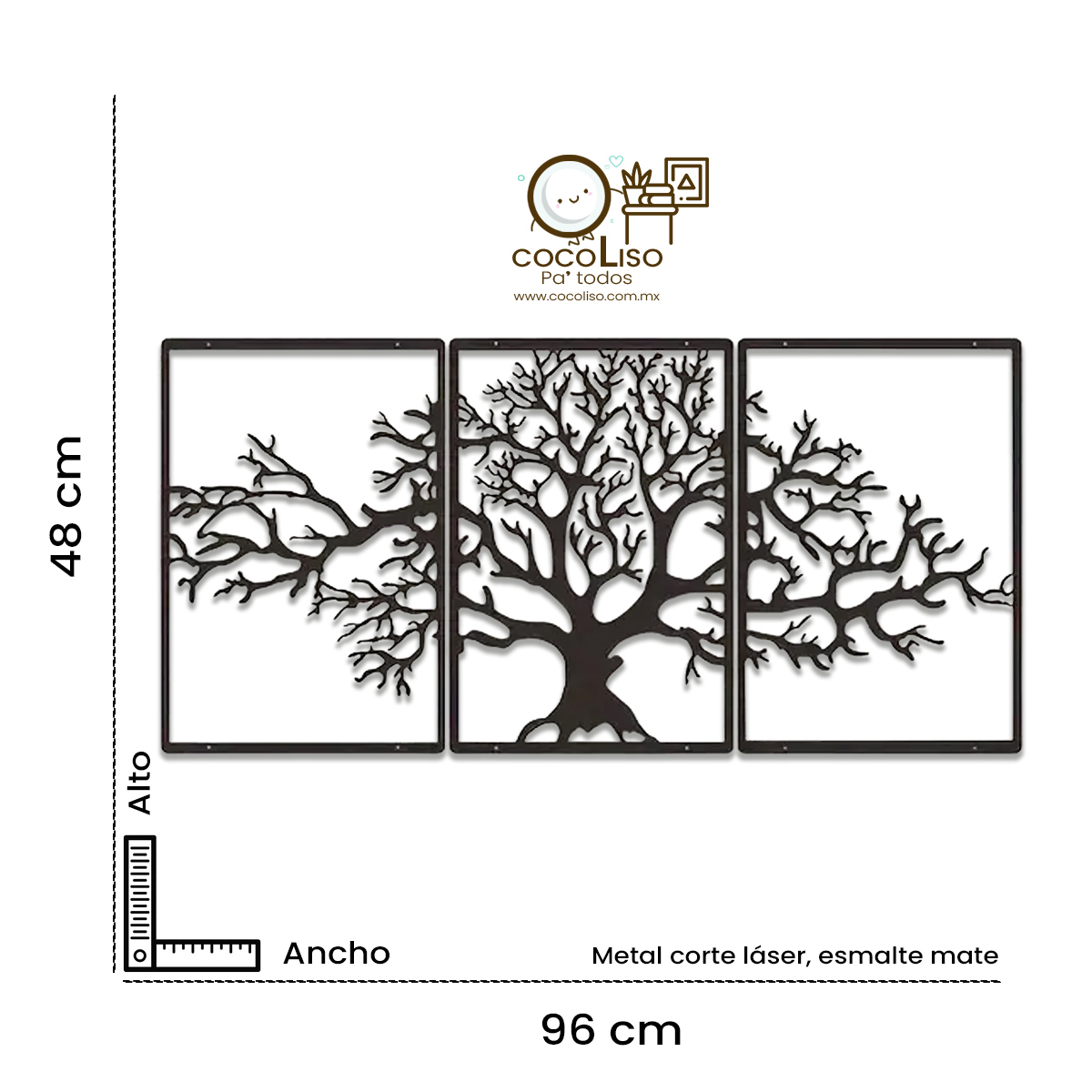 Cuadro seccionado árbol seco, set de 3 piezas
