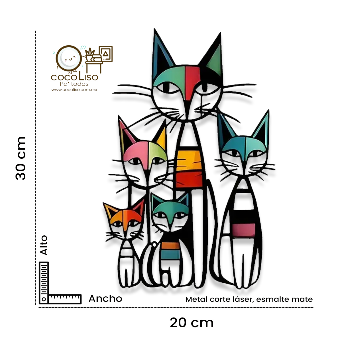 Familia de gatos abstractos, coloreados