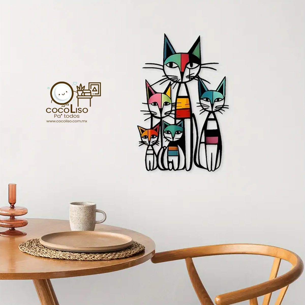 Familia de gatos abstractos, coloreados - Image 2