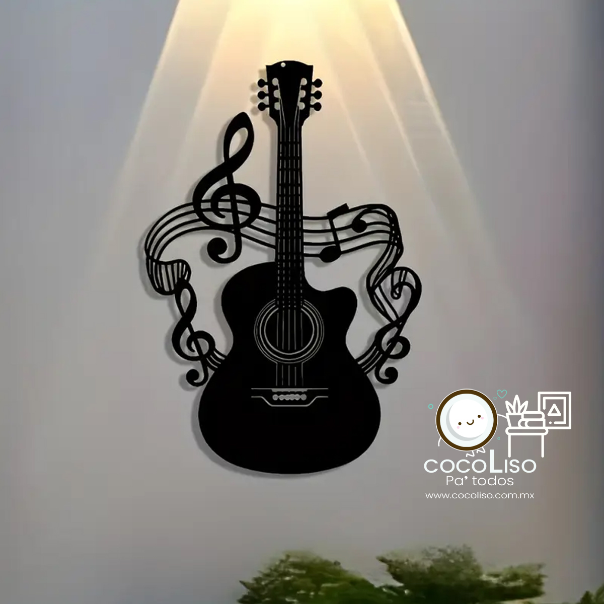 Guitarra acústica con notas musicales - Image 2