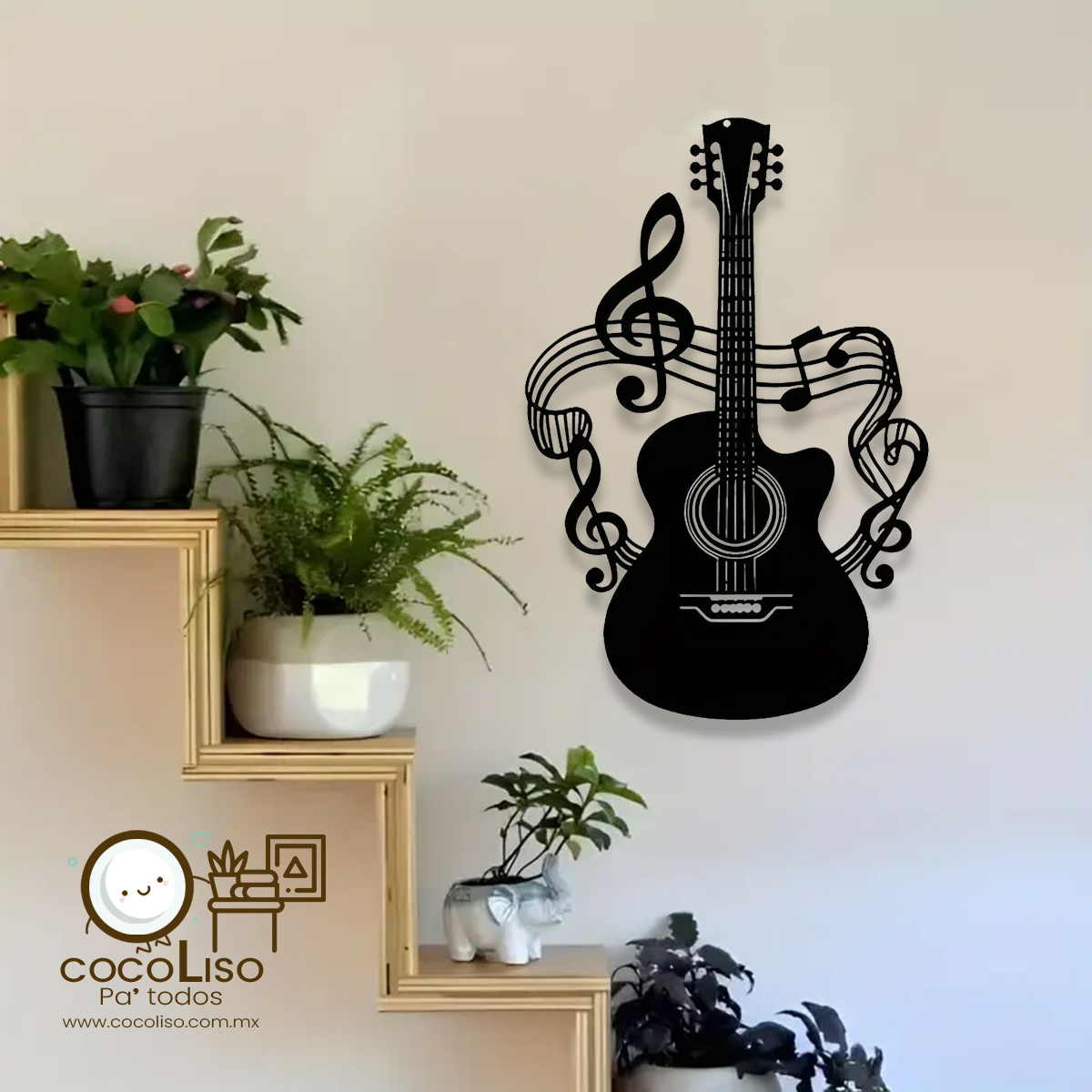 Guitarra acústica con notas musicales - Image 3