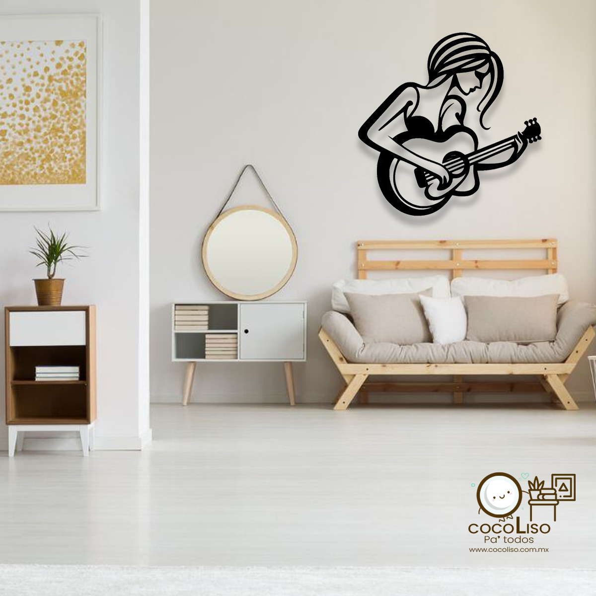 Mujer guitarrista de perfil, guitarra acústica - Image 3