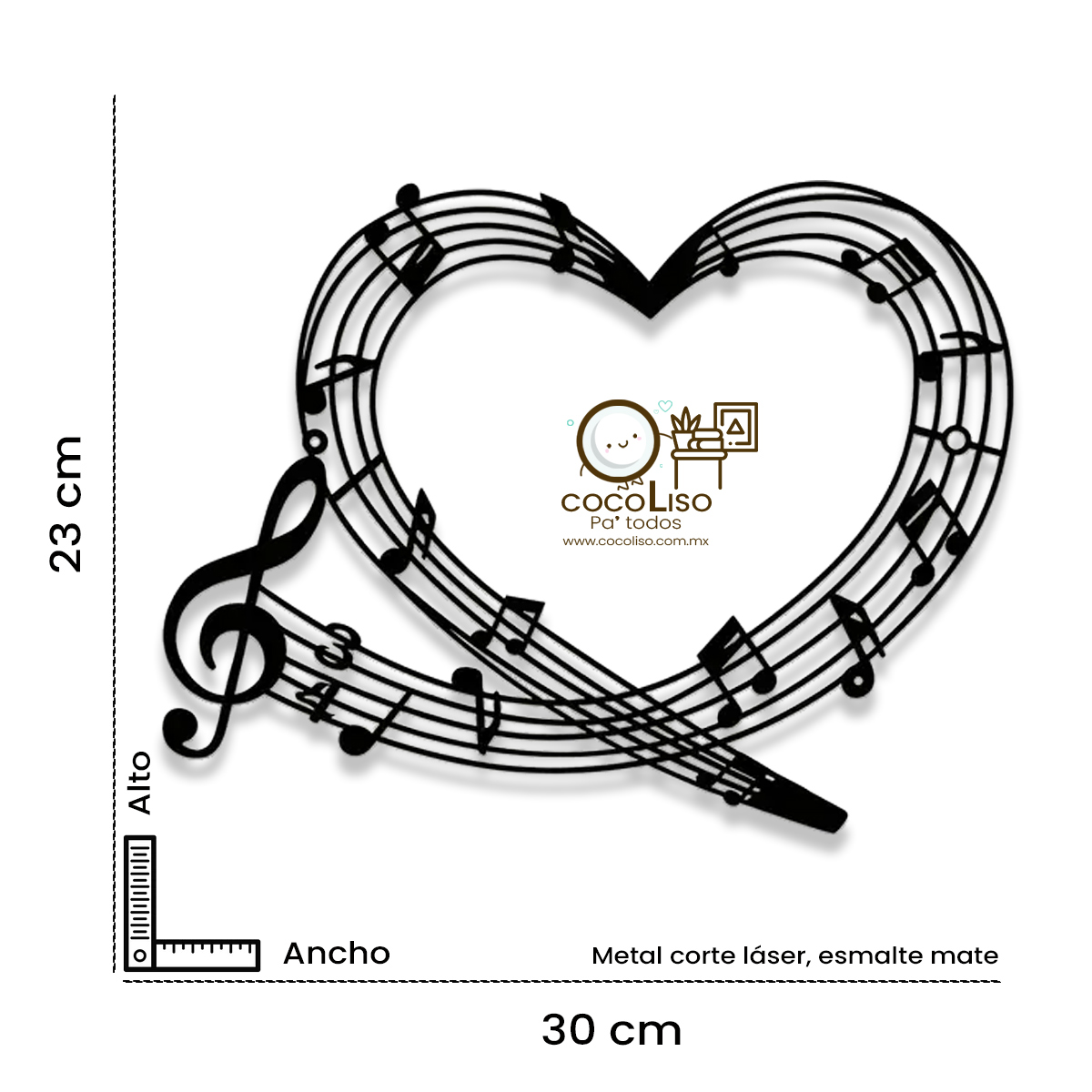 Notas en onda corazón, modelo 2