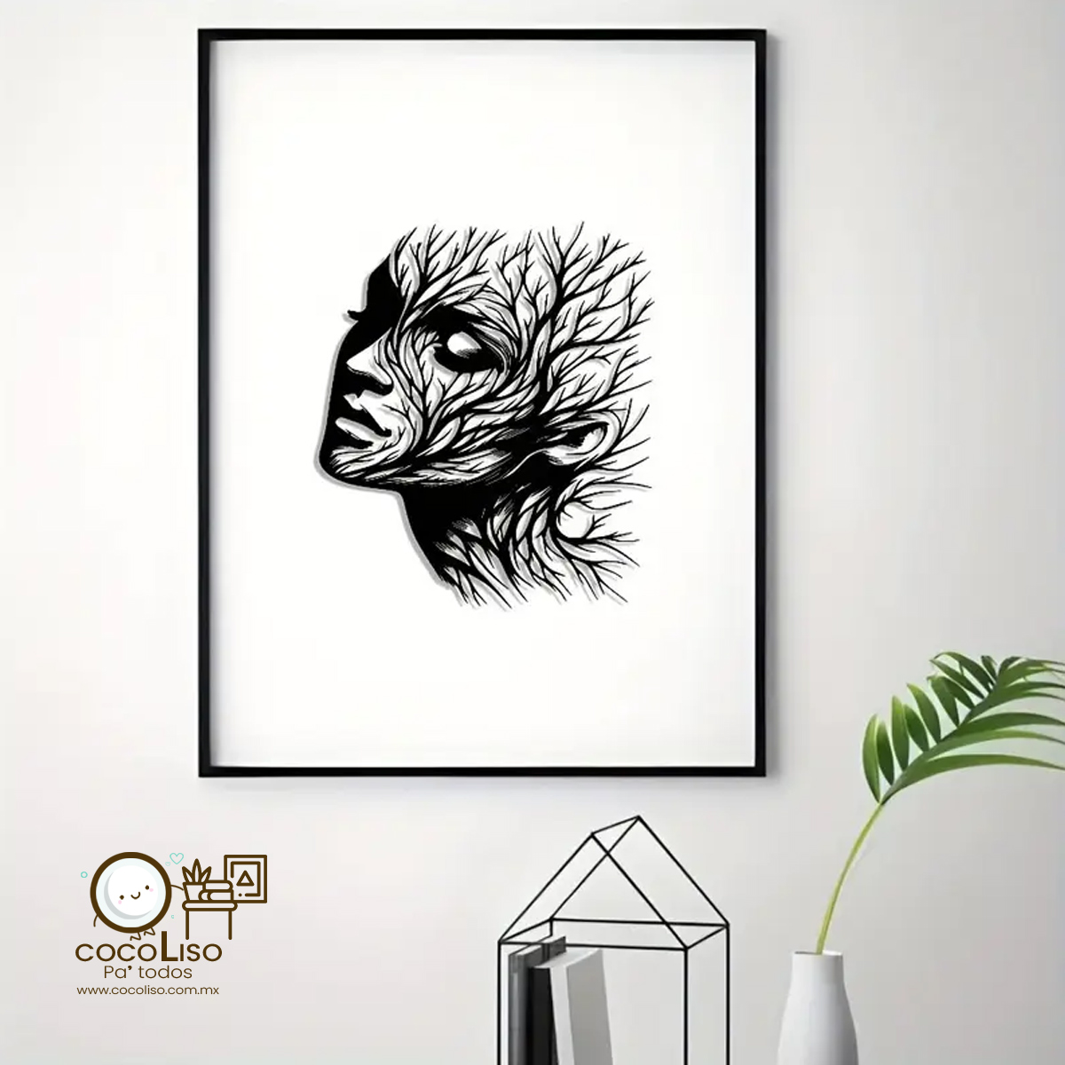 Rostro femenino 3/4, ramas - Image 3