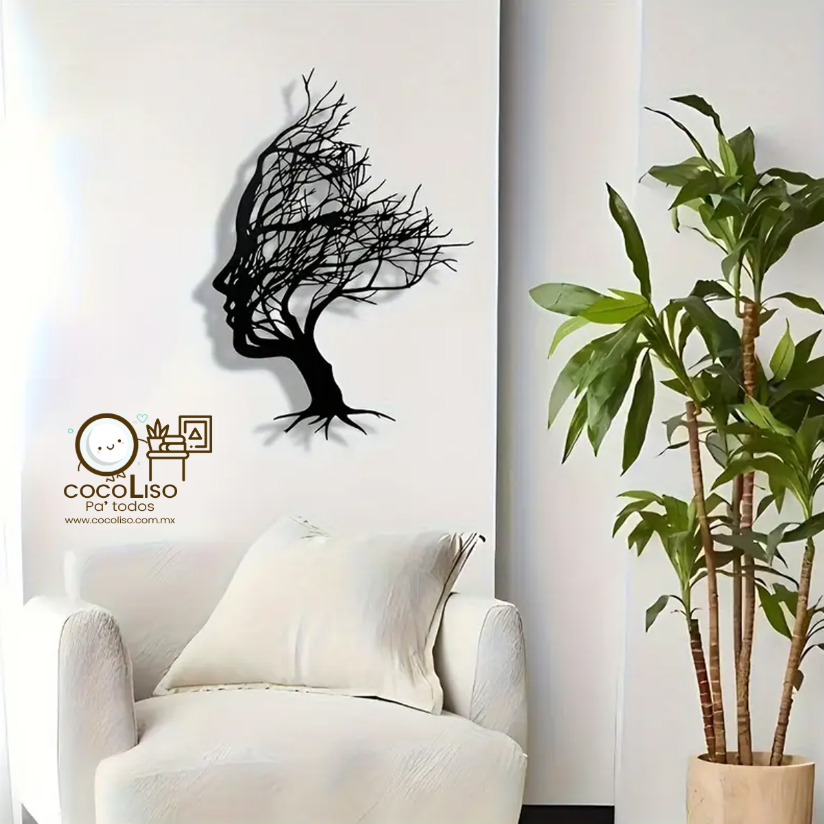 Rostro femenino de perfil, ramas secas - Image 2