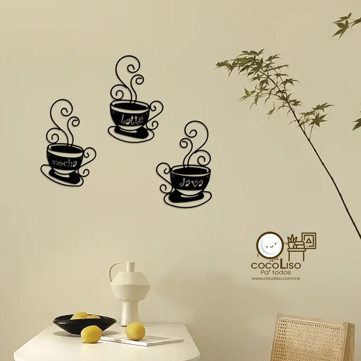 3 tazas de café letreros latte, mocha, java - Image 3