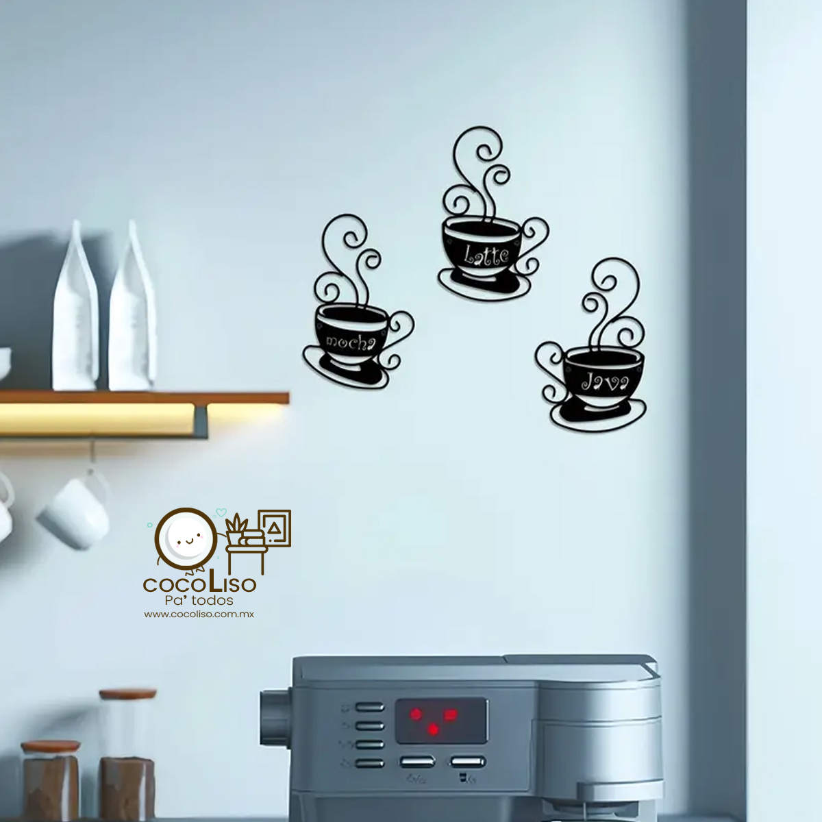 3 tazas de café letreros latte, mocha, java - Image 2