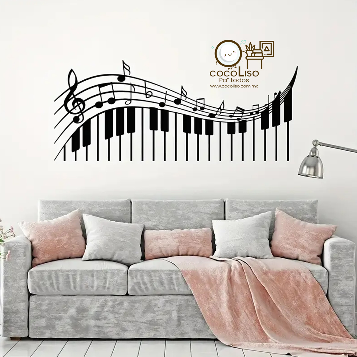 Teclas de piano con notas en onda - Image 3