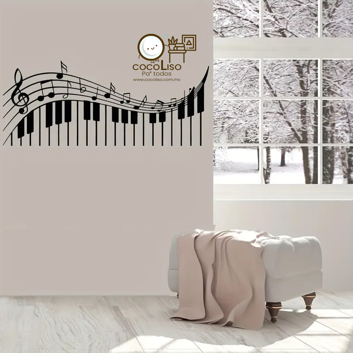 Teclas de piano con notas en onda - Image 2