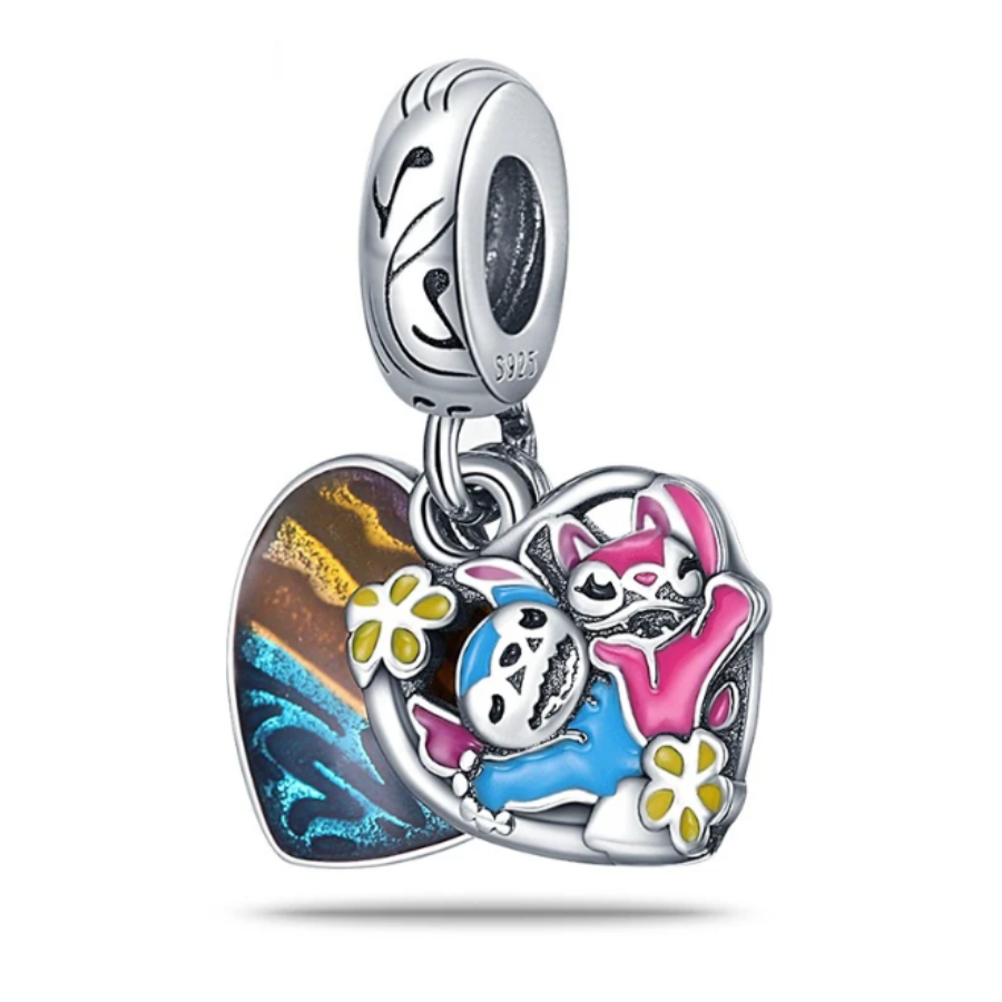 Charm colgante Stitch y Angel en la playa, colección Lilo y Stitch