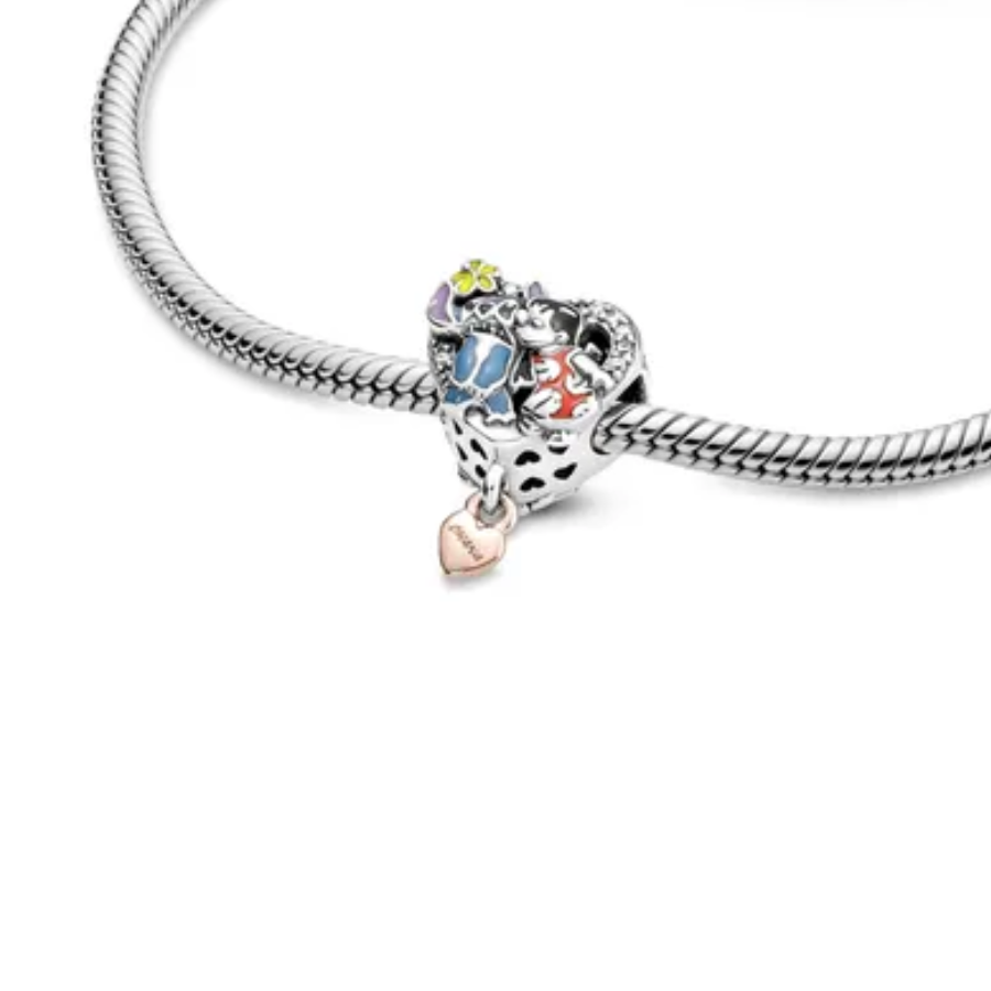 Charm corazón con mini corazón colgante, Lilo y Stitch – “OHANA means family” - Image 2